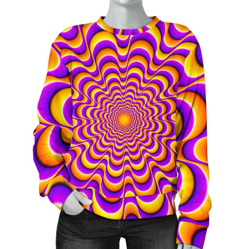 Yellow Splashing Moving Optical Illusion Women's Crewneck Sweatshirt GearFrost