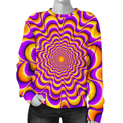 Yellow Splashing Moving Optical Illusion Women's Crewneck Sweatshirt GearFrost
