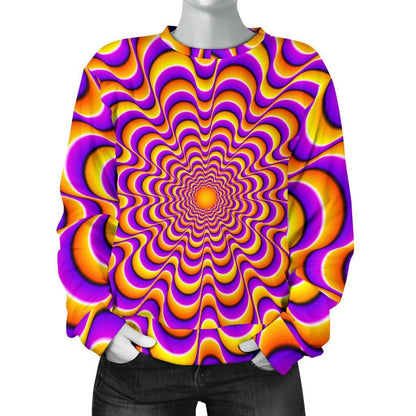 Yellow Splashing Moving Optical Illusion Women's Crewneck Sweatshirt GearFrost