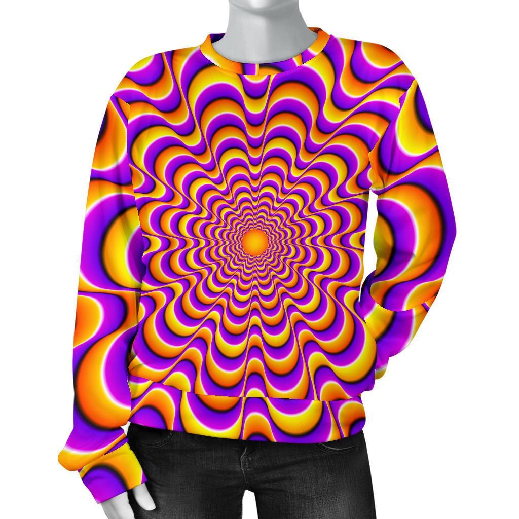 Yellow Splashing Moving Optical Illusion Women's Crewneck Sweatshirt GearFrost