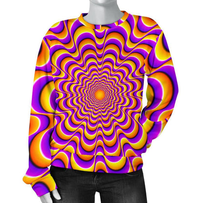 Yellow Splashing Moving Optical Illusion Women's Crewneck Sweatshirt GearFrost