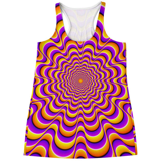 Yellow Splashing Moving Optical Illusion Women's Racerback Tank Top