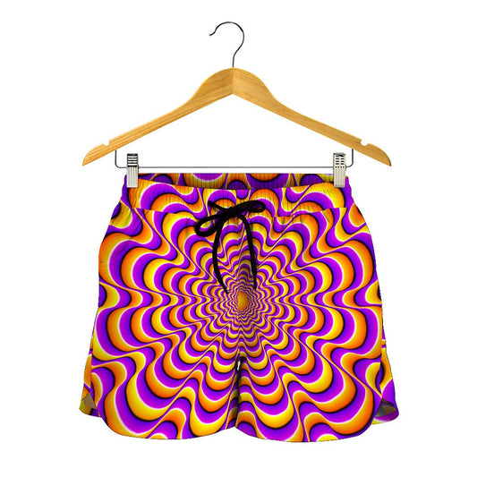 Yellow Splashing Moving Optical Illusion Women's Shorts