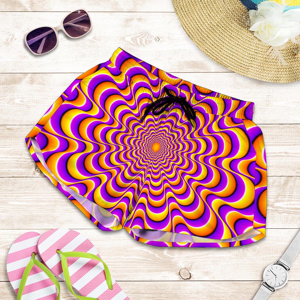 Yellow Splashing Moving Optical Illusion Women's Shorts