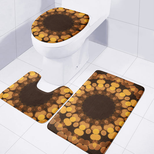Yellow Spot Kaleidoscope Print 3 Piece Bath Mat Set