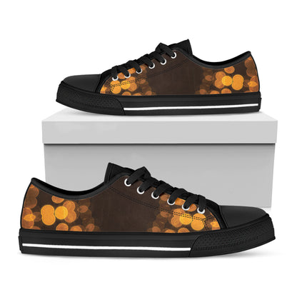 Yellow Spot Kaleidoscope Print Black Low Top Shoes