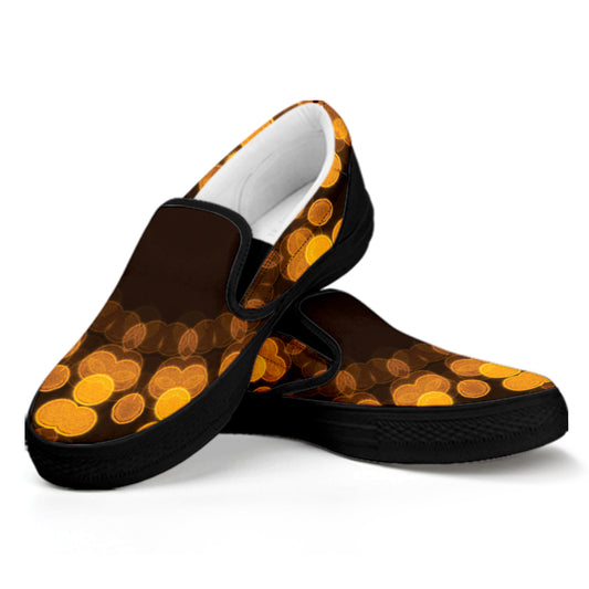 Yellow Spot Kaleidoscope Print Black Slip On Shoes