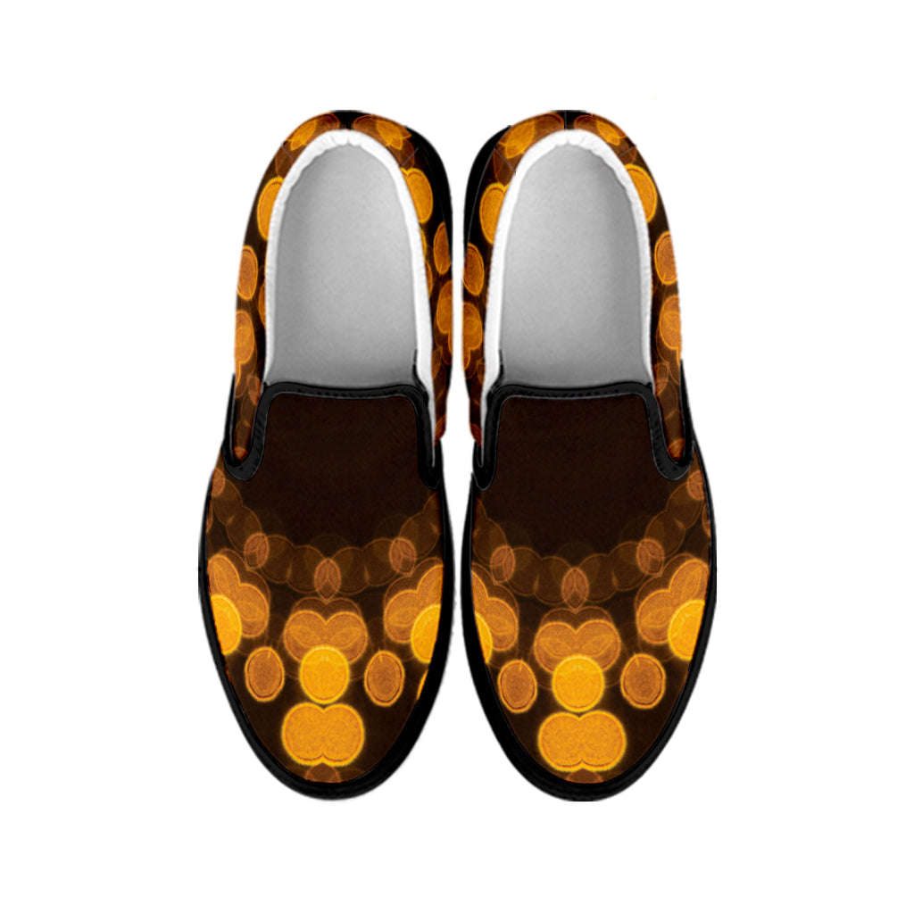Yellow Spot Kaleidoscope Print Black Slip On Shoes