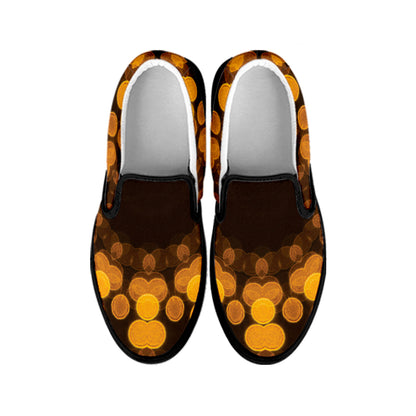 Yellow Spot Kaleidoscope Print Black Slip On Shoes