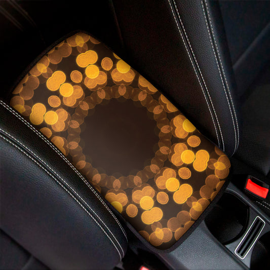 Yellow Spot Kaleidoscope Print Car Center Console Cover