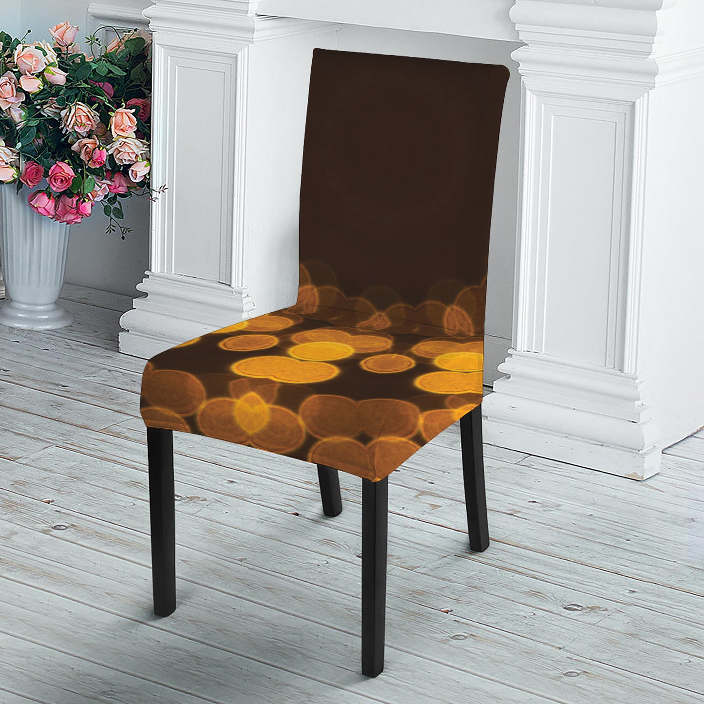 Yellow Spot Kaleidoscope Print Dining Chair Slipcover