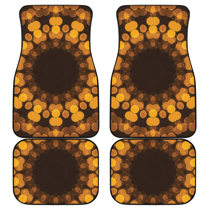 Yellow Spot Kaleidoscope Print Front and Back Car Floor Mats