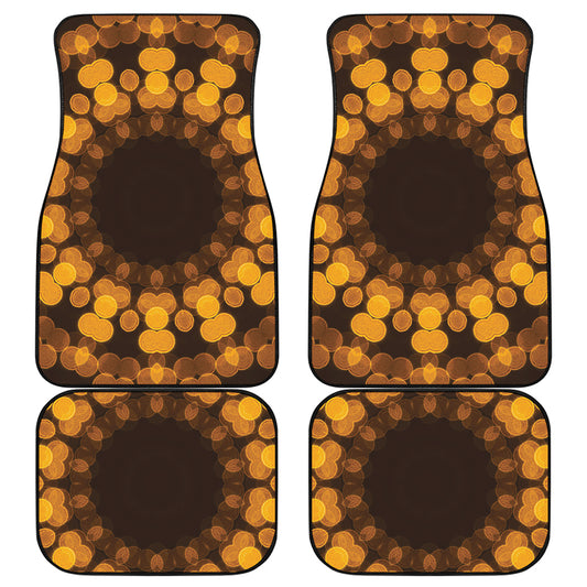 Yellow Spot Kaleidoscope Print Front and Back Car Floor Mats
