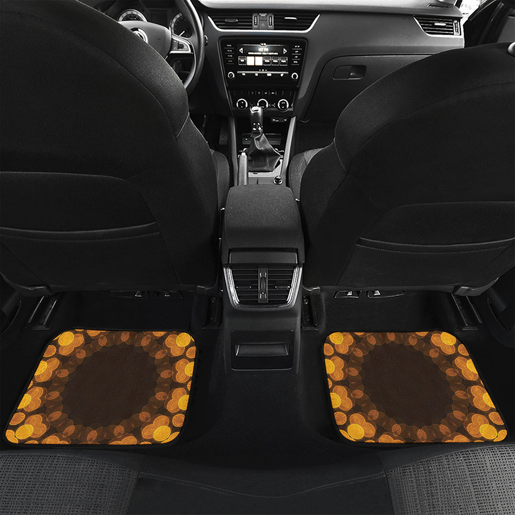 Yellow Spot Kaleidoscope Print Front and Back Car Floor Mats