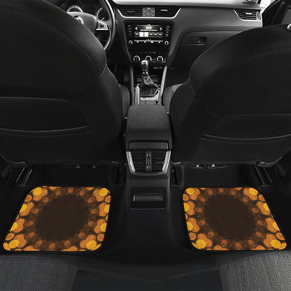 Yellow Spot Kaleidoscope Print Front and Back Car Floor Mats