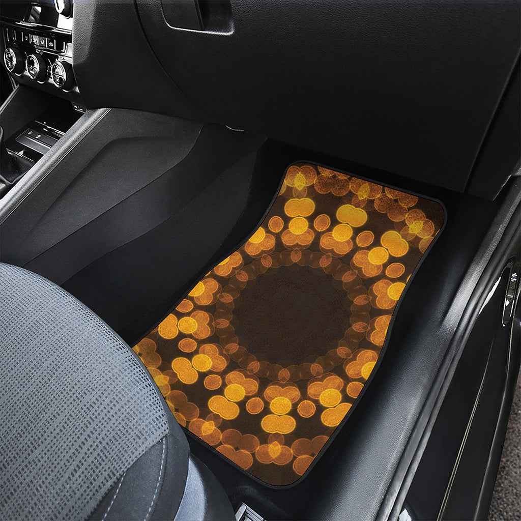 Yellow Spot Kaleidoscope Print Front and Back Car Floor Mats