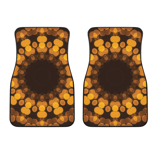 Yellow Spot Kaleidoscope Print Front Car Floor Mats