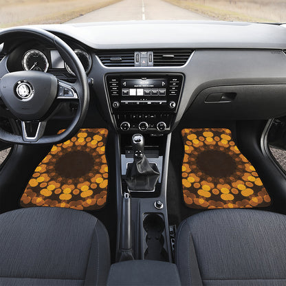 Yellow Spot Kaleidoscope Print Front Car Floor Mats