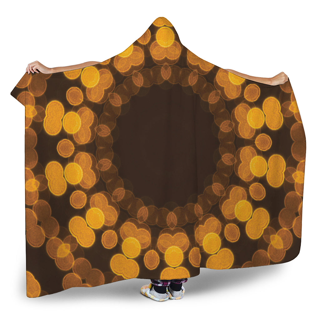 Yellow Spot Kaleidoscope Print Hooded Blanket