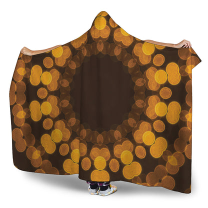 Yellow Spot Kaleidoscope Print Hooded Blanket