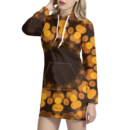 Yellow Spot Kaleidoscope Print Hoodie Dress
