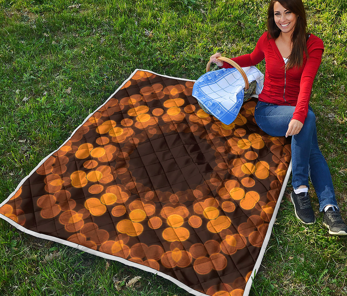 Yellow Spot Kaleidoscope Print Quilt