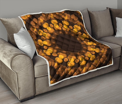 Yellow Spot Kaleidoscope Print Quilt