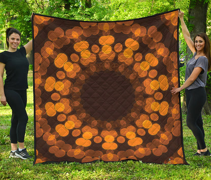 Yellow Spot Kaleidoscope Print Quilt
