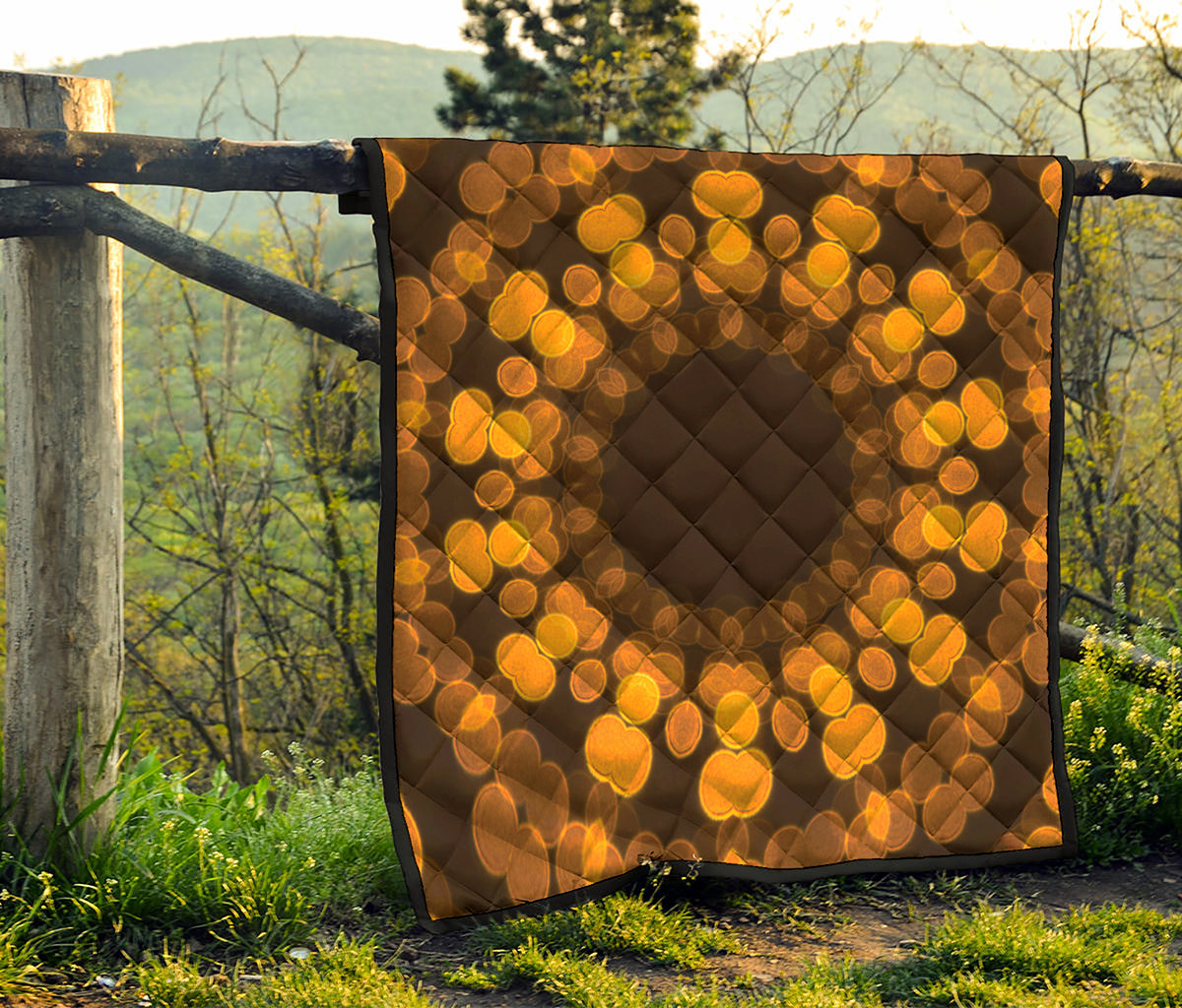 Yellow Spot Kaleidoscope Print Quilt