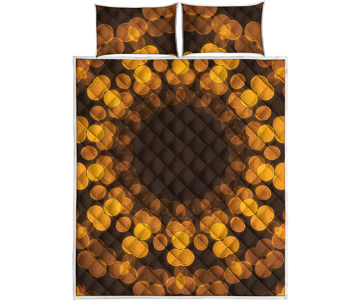 Yellow Spot Kaleidoscope Print Quilt Bed Set
