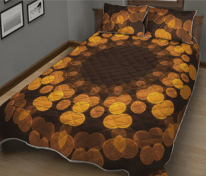 Yellow Spot Kaleidoscope Print Quilt Bed Set