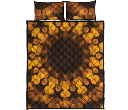 Yellow Spot Kaleidoscope Print Quilt Bed Set