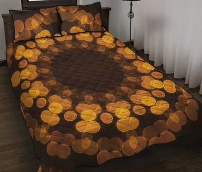 Yellow Spot Kaleidoscope Print Quilt Bed Set