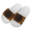 Yellow Spot Kaleidoscope Print White Slide Sandals