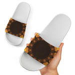 Yellow Spot Kaleidoscope Print White Slide Sandals
