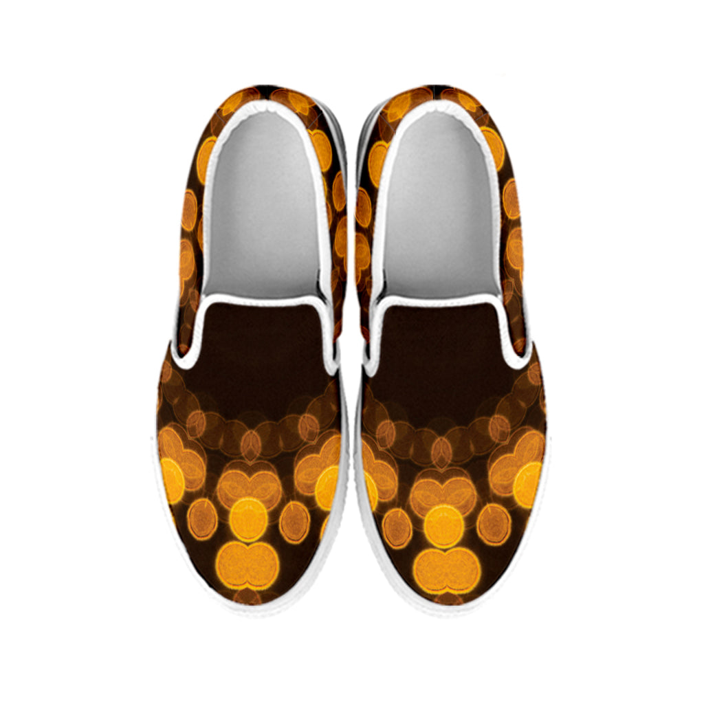 Yellow Spot Kaleidoscope Print White Slip On Shoes
