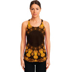 Yellow Spot Kaleidoscope Print Women's Racerback Tank Top