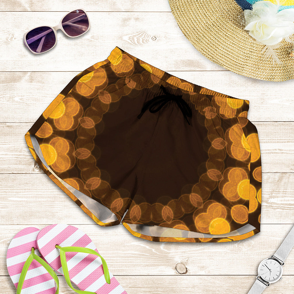 Yellow Spot Kaleidoscope Print Women's Shorts
