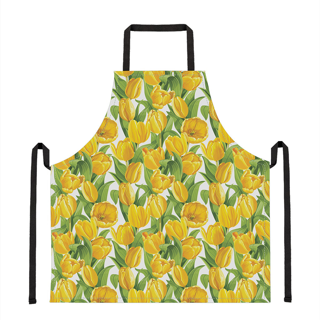 Yellow Spring Tulip Pattern Print Apron