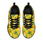 Yellow Spring Tulip Pattern Print Black Sneakers