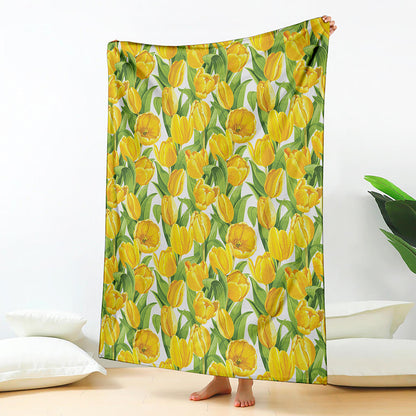 Yellow Spring Tulip Pattern Print Blanket