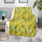 Yellow Spring Tulip Pattern Print Blanket