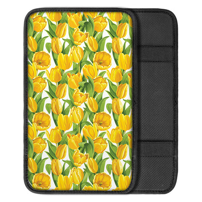 Yellow Spring Tulip Pattern Print Car Center Console Cover