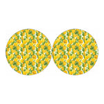 Yellow Spring Tulip Pattern Print Car Coasters