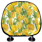 Yellow Spring Tulip Pattern Print Car Headrest Covers