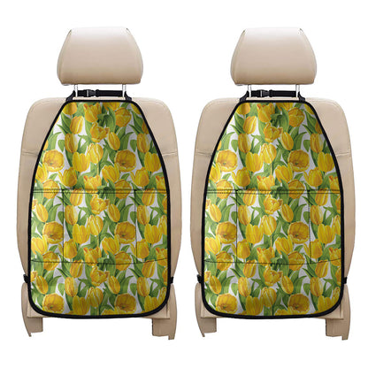 Yellow Spring Tulip Pattern Print Car Seat Organizers