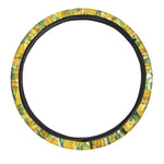 Yellow Spring Tulip Pattern Print Car Steering Wheel Cover