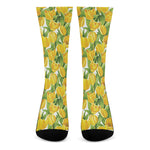 Yellow Spring Tulip Pattern Print Crew Socks