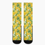 Yellow Spring Tulip Pattern Print Crew Socks