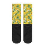 Yellow Spring Tulip Pattern Print Crew Socks
